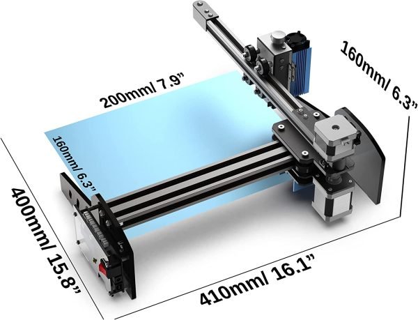 Jinsoku LE-1620 Laser Engraver CNC, Single Arm Laser Engraving Cutting Machine, DIY for Wood/Metal/Logo/Paper/Plastic/Leather, 5500mW, Working Area 200mm X 160mm – Image 4