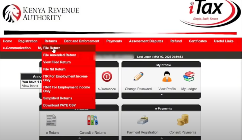 Comment déposer KRA Renvoie à l'aide du formulaire P9