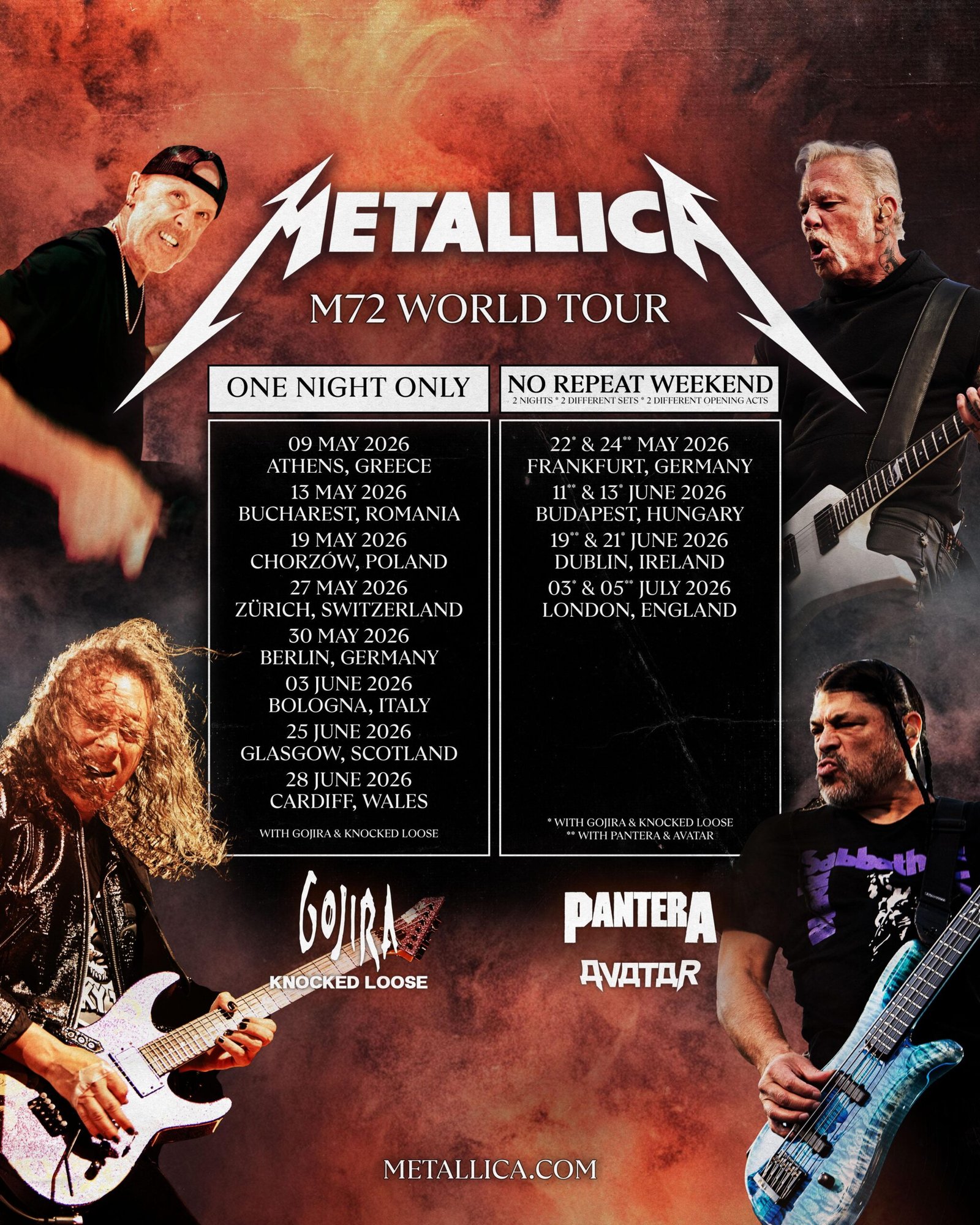 Tourplakat - Metallica M72 World Tour 2026
