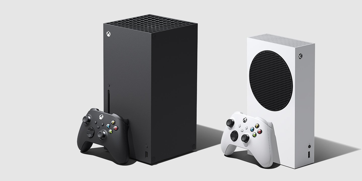 Série Xbox X et Xbox Series S-Consoles sur fond gris-blanc