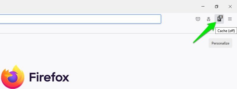 Firefox Toggle Cache Off Addon