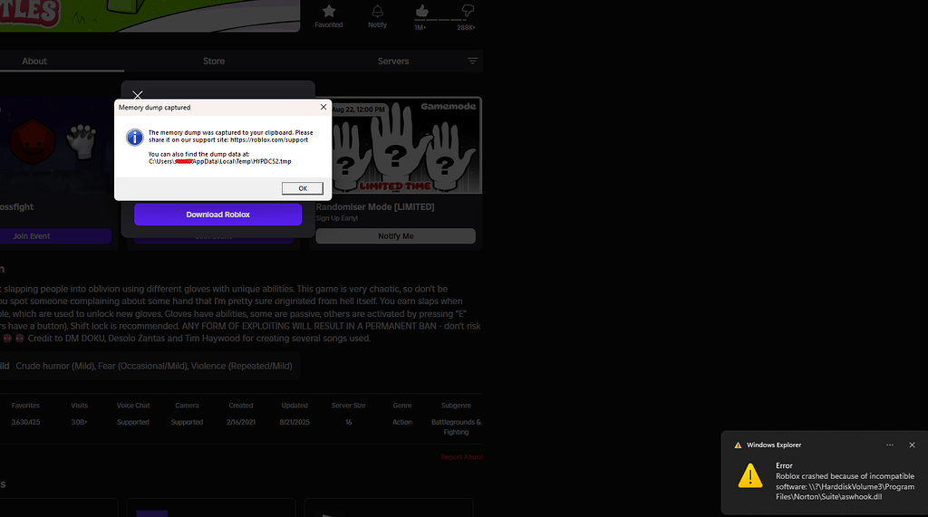 Erreur de vidage de mémoire (urgent) – Prise en charge de l'utilisation de la plate-forme – Forum du développeur