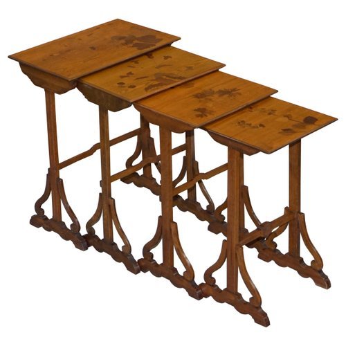 Tables Gigognes Art Nouveau par Emile Galle, Set de 4 en vente sur Pamono