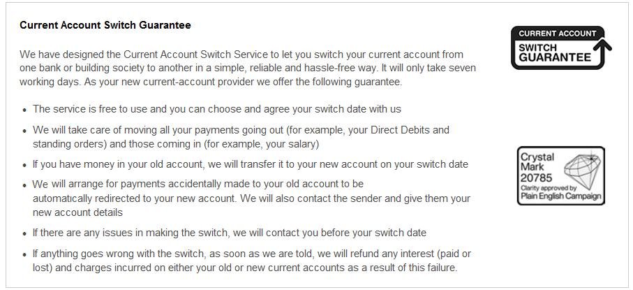 Garantie de changement de compte courant