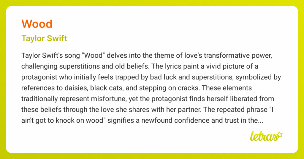 Signification de la chanson WOOD (Taylor Swift)