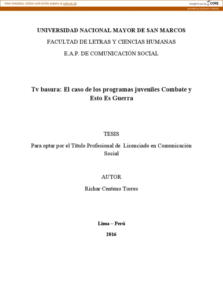 TV Basura : Le cas des programmes pour les jeunes combattant et cette guerre | PDF