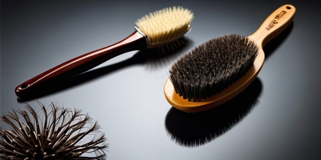Une image d'une brosse à poils durs, d'une brosse à poils doux et d'une brosse pour poils frisés