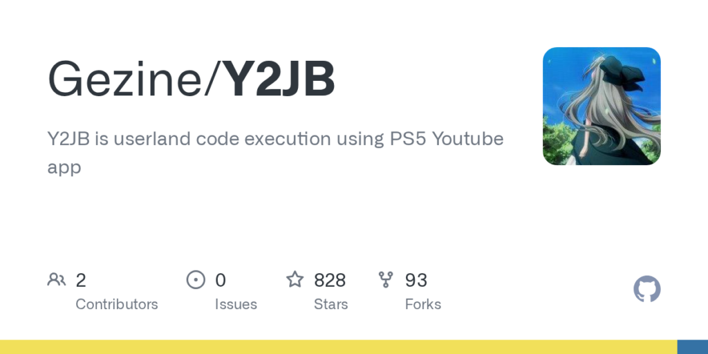 Gezine/Y2JB : Y2JB est l'exécution de code en mode utilisateur à l'aide de l'application Youtube PS5 · GitHub Gezine/Y2JB : Y2JB est l'exécution de code en mode utilisateur à l'aide de l'application Youtube PS5 · GitHub