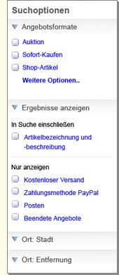 eBay Allemagne : Die neue eBay-Suche