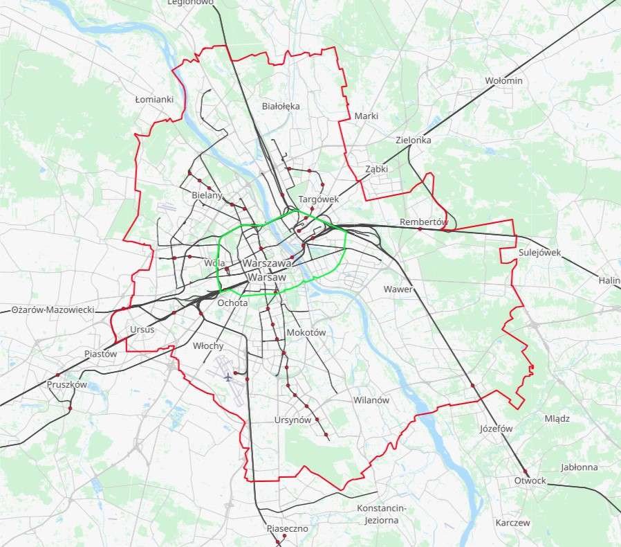 Carte Strefy Czystego Transportu w Warszawie