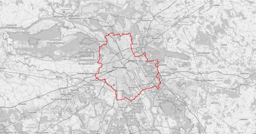 Mapa Warszawy – dokładne granice dzielnic, SCT (akt. 2025 r.) Mapa Warszawy – dokładne granice dzielnic, SCT (akt. 2025 r.)