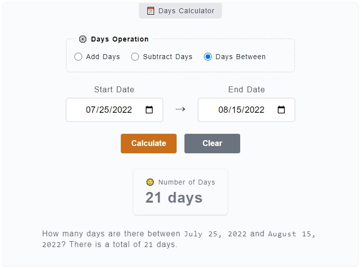 Calculateur de jours
