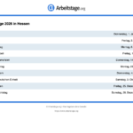 Jours fériés en Hesse 2026, 2027, 2028